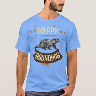 T-shirt Vinatage Joyeux Jour de la marmotte Drôle Bois Chu