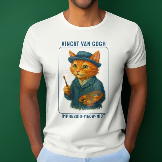 T-shirt Vincat Van Gogh Impressio-meow-nist Funny (Vincent Van Gogh in cat form. Vincat van Gogh, Impressio-meow-nist funny t-shirt from Ricaso)