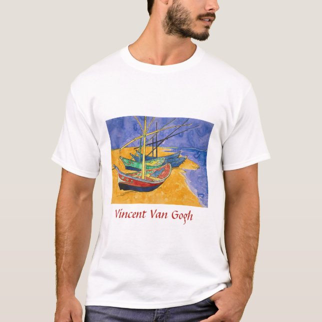 T-shirt Vincent van Gogh - Bateaux de pêche sur la plage (Devant)