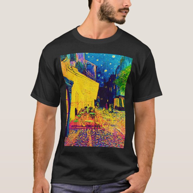 T-shirt Vincent Van Gogh - Café Terrasse Au Night Pop Art (Devant)