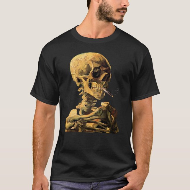 T-shirt Vincent Van Gogh - Crâne avec cigarette brûlante (Devant)