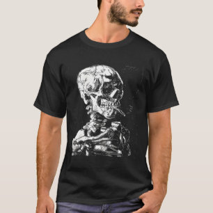 T-shirt Vincent Van Gogh Crâne avec cigarette Squelette Ha