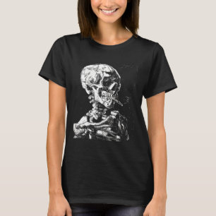 T-shirt Vincent Van Gogh Crâne avec cigarette Squelette Ha