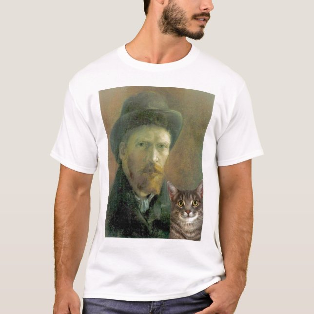 T-shirt Vincent van Gogh et son chat tigré (Devant)