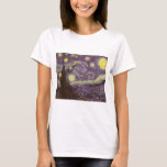 T-shirt Vincent van Gogh - Nuit étoilée<br><div class="desc">Starry Night (1889) de Vincent van Gogh est un post impressionnisme vintage de peinture de paysage d'art. Vue sur une ville dans une vallée la nuit avec les nuages tourbillonnants, les étoiles brillant et une belle lune jaune dorée croissant. Il a été peint pendant la journée de mémoire et est...</div>