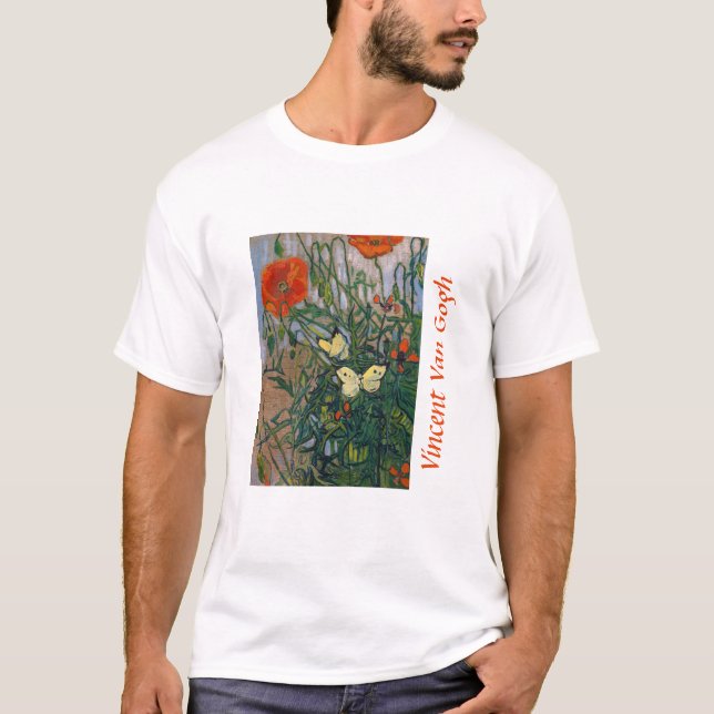 T-shirt Vincent van Gogh - Papillons et Coquelicots (Devant)