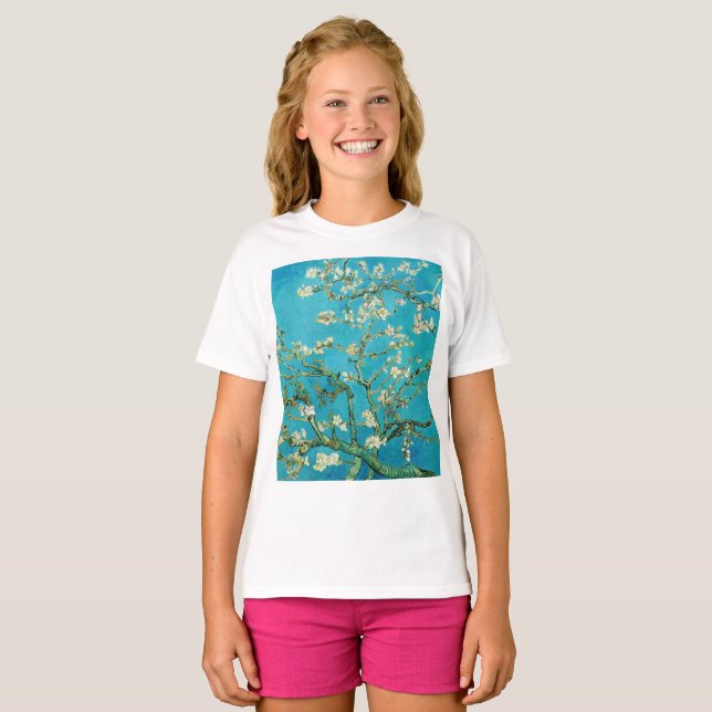 T-shirt Vincent Van Gogh peignant les fleurs d'amandier (Devant entier)