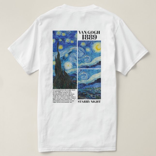 T-shirt Vincent Van Gogh Starry Night 1889 Art  (Design dos)