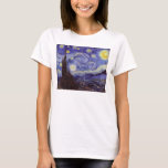 T-shirt Vincent Van Gogh Starry Nuit Vintage Art<br><div class="desc">Vincent van Gogh Starry Night Art Peinture Starry Night est un tableau de l'artiste post-impressionniste néerlandais Vincent van Gogh. Le ciel bleu de la nuit est rempli de nuages tourbillonnants, d'étoiles et d'une lune brillante croissant. La Nuit étoilée est la seule nocturne de la série de vues depuis la fenêtre...</div>