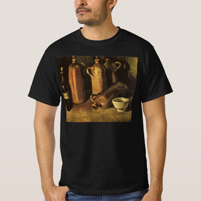 T-shirt Vincent van Gogh - Vie morte avec 4 bouteilles en  (Devant)