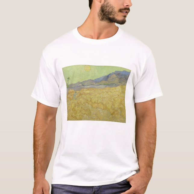 T-shirt Vincent Van Gogh, Wheatfield Avec Une Faucheuse (Devant)