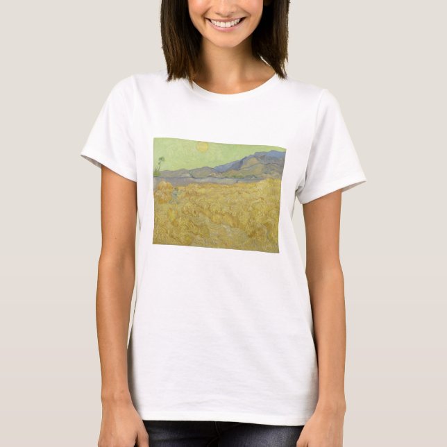 T-shirt Vincent Van Gogh, Wheatfield Avec Une Faucheuse (Devant)