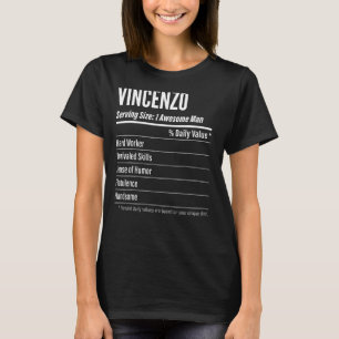 T-shirt Vincenzo Taille du service Nutrition Étiquette Cal
