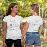 T-shirt Vino Before Vows Bridesmaid Nom sur le dos Hen Par<br><div class="desc">Vino Before Vows Bridesmaid Nom sur Back Hen Party. Vino avant Vows sur l'avant et Bridesmaid sur l'arrière sont dans un ensemble élégant script - d'autres rôles sont également disponibles dans cette collection. Le reste du texte que vous pouvez facilement personnaliser.</div>