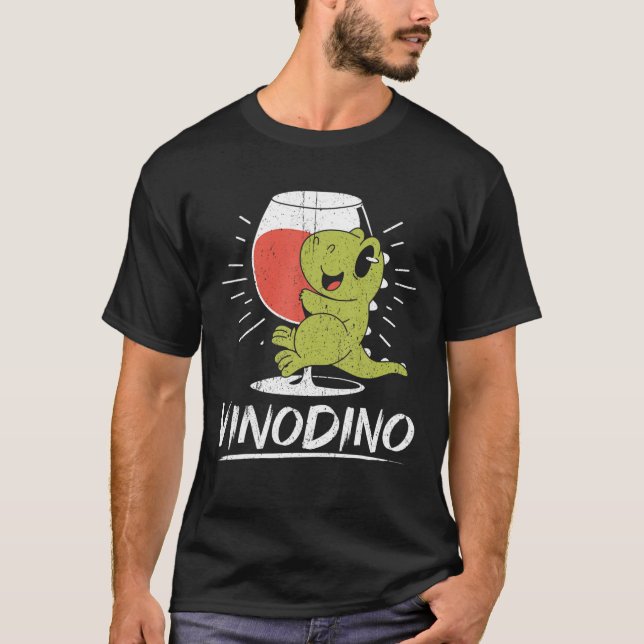 T-shirt Vinosaure Vinodino Dinosaure Au Vin Rouge Vin Blan (Devant)