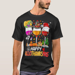 T-shirt Vins Verre Thankgiving Joyeux Hallothanksmas 5
