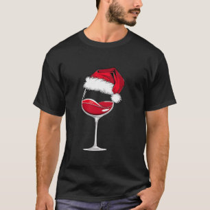 T-shirt Vins Verre Xmas Amateurs de vin Santa Hat Costume