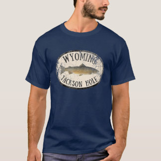 T-shirt Vintag de pêche de la truite mouillée de Wyoming J
