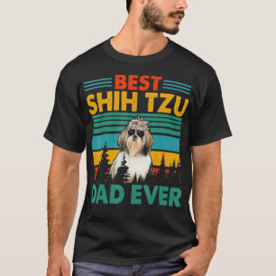 T-shirt Vintag Retro Best Shih Tzu Papa Bonne Fête des pèr