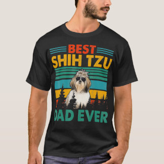 T-shirt Vintag Retro Best Shih Tzu Papa Bonne Fête des pèr