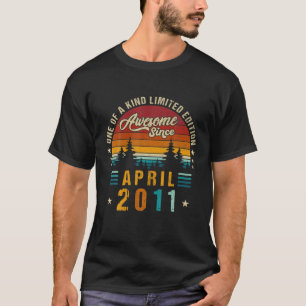 T-shirt Vintage 11 E Anniversaire Awesome Depuis Avril 201