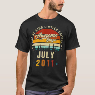 T-shirt Vintage 11ème anniversaire Awesome Depuis juillet 