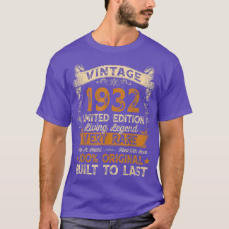 T-shirt Vintage 1932 90e cadeau d'anniversaire 90 ans limi