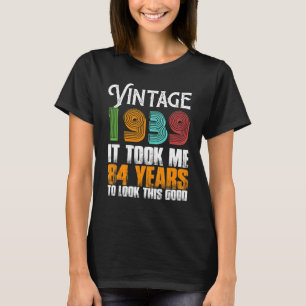 T-shirt Vintage 1939 84 Ans Anniversaire Rétro Fête Des