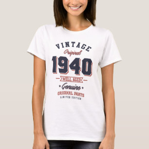 T-shirt Vintage 1940 Né en 1940 Retro Anniversaire Cadeau