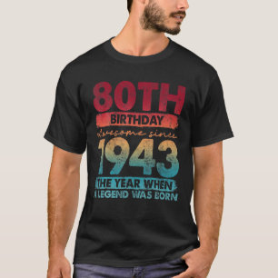 T-shirt Vintage 1943 Cadeaux de 80 ans Édition limitée 80T