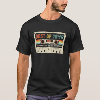 T-shirt Vintage 1946 Cassette Rétro 76E Anniversaire 76 An