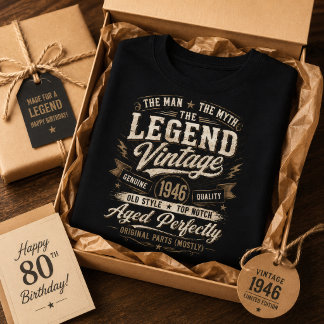 T-shirt Vintage 1946 Vieilli Parfaitement Rétro 80e annive