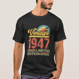 T-shirt Vintage 1947 Fait En 1947 75E Cadeau Anniversaire