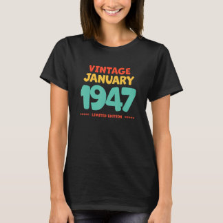 T-shirt Vintage 1947 Janvier Légende Née En Janvier 1947 B