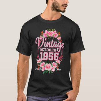 T-shirt Vintage 1956 Fleurs 66 Anniversaire