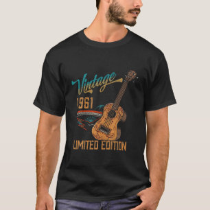 T-shirt Vintage 1961 Birthday Gifts, Guitar Lovers 61Th Bi