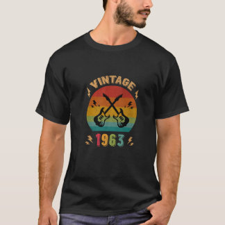 T-shirt Vintage 1963 Anniversaire Guitare 60E Guitariste