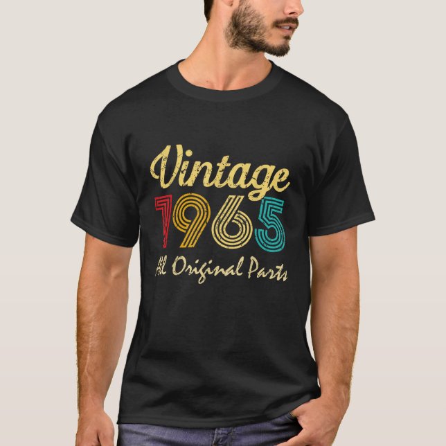 T-shirt Vintage 1965 Drôle 57 Ans Hommes Et Femmes 57E (Devant)