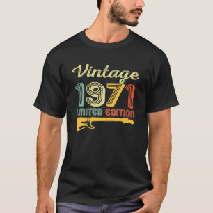T-shirt Vintage 1971 Anniversaire Guitare 51e Anniversaire