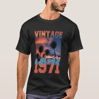 T-shirt Vintage 1971 Limited Edition Palm Trees Sunset Bir