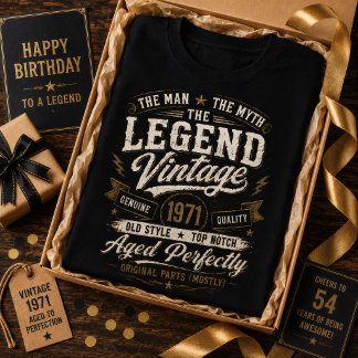 T-shirt Vintage 1971 Vieilli Parfaitement Rétro 55e Annive
