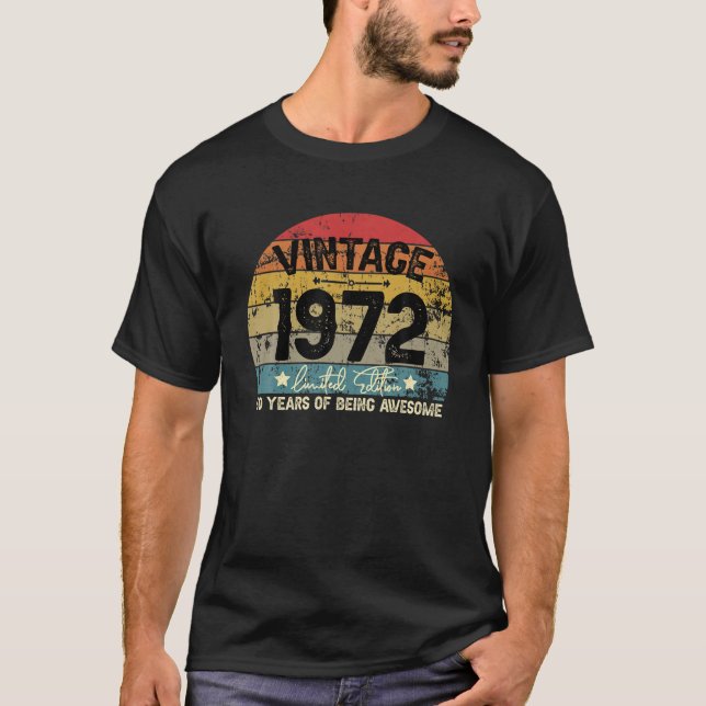 T-shirt Vintage 1972, 50 Ans D'Être Étonnant (Devant)