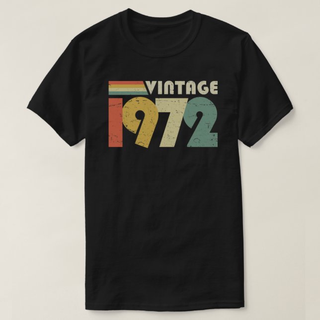 T-shirt Vintage 1972, 50e anniversaire Cadeau Distressed D (Design devant)