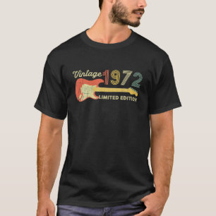 T-shirt Vintage 1972 Cadeaux Anniversaire Guitare Amateurs