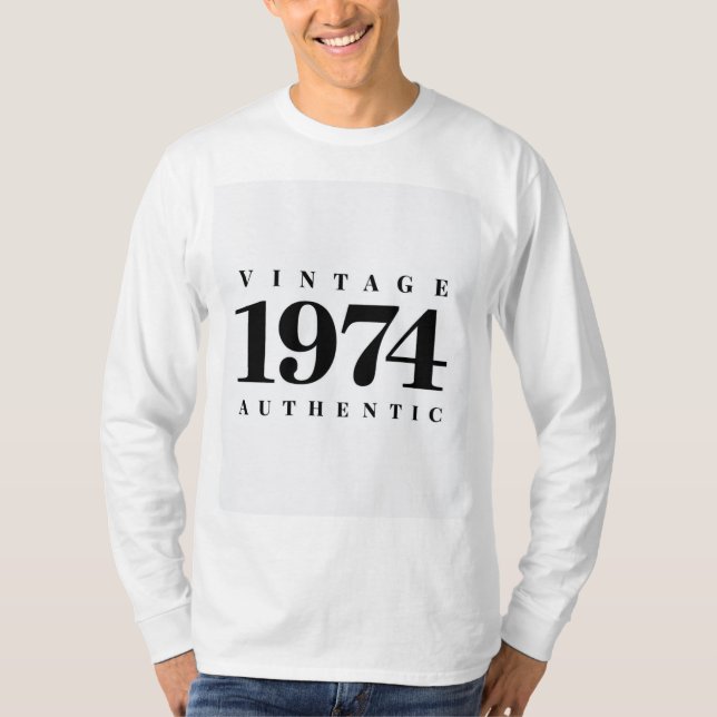 T-shirt Vintage 1974 Authentic - Retro Birthday Sweatshirt (Devant)