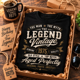 T-shirt Vintage 1975 Vieilli Parfaitement 51e Anniversaire