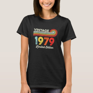 T-shirt Vintage 1979 Anniversaire Hommes Femmes Né En 1979