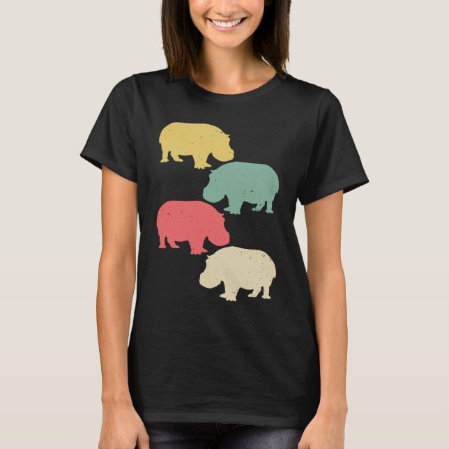 T-shirt Vintage 1980  Women  Hippopotamus Retro (Devant)