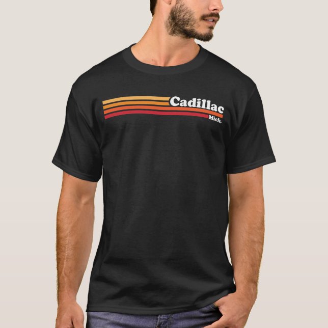 T-shirt Vintage 1980s Graphic Style Cadillac Michigan (Devant)