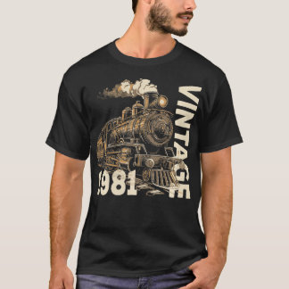 T-shirt Vintage 1981 Steampunk Steam Train Locomotive 43e